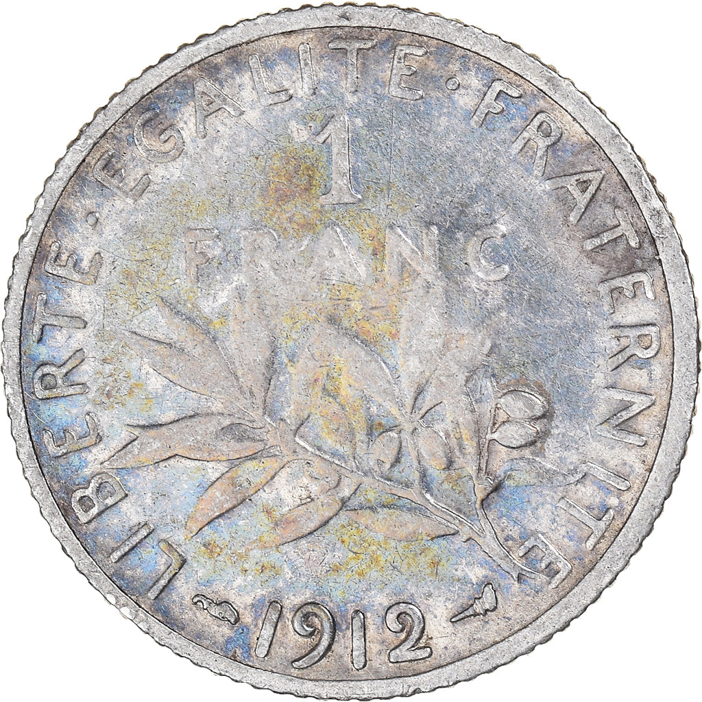 Monnaie, France, Semeuse, Franc, 1912, Paris, TB, Argent, Gadoury:467, KM:844.1