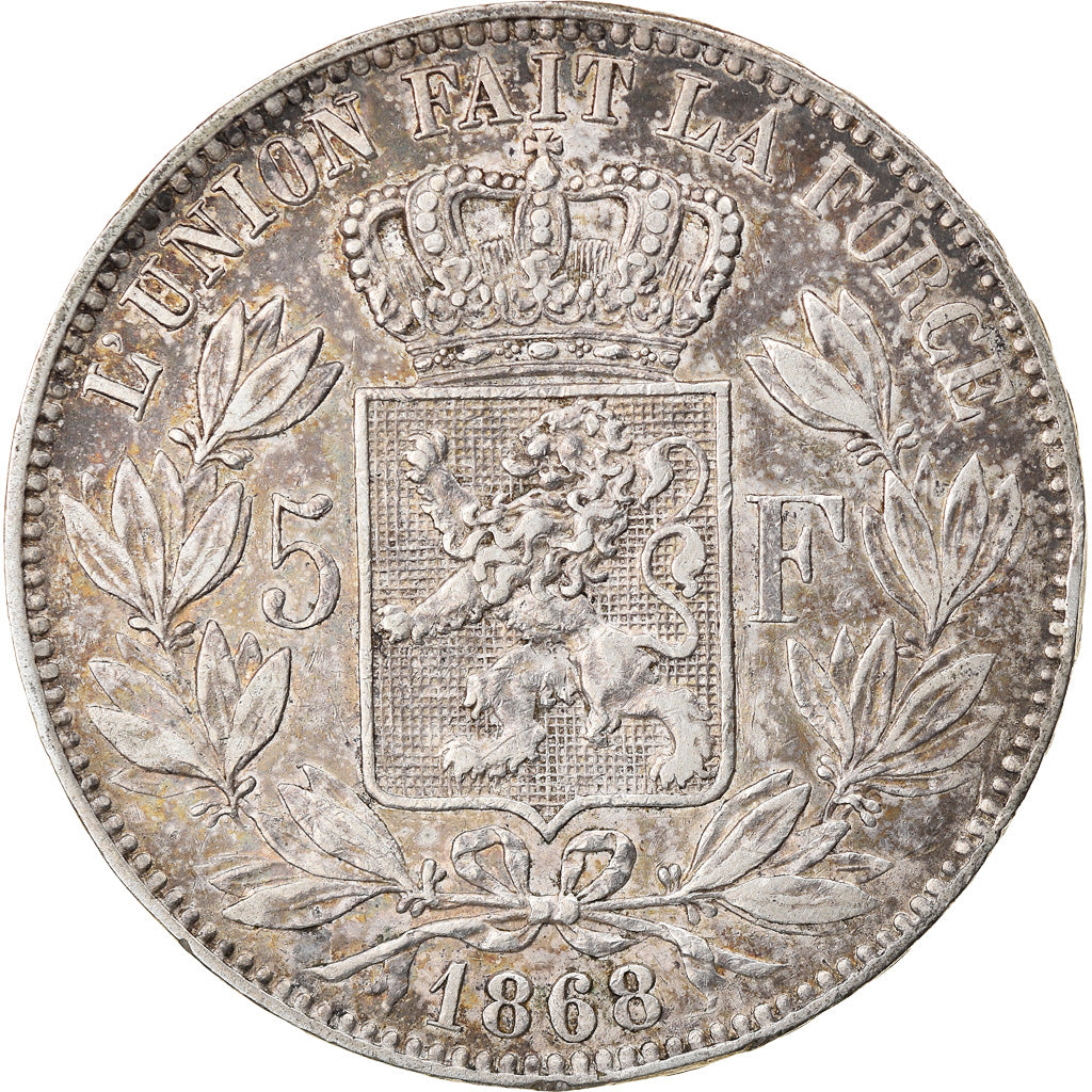 Münze, Belgien, Leopold II, 5 Francs, 5 Frank, 1868, SS+, Silber, KM:24