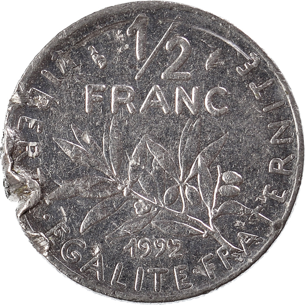 Moeda, França, 1/2 Franc, 1992