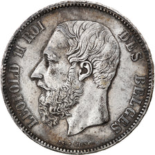 Moneda, Bélgica, Leopold II, 5 Francs, 5 Frank, 1868, MBC+, Plata, KM:24