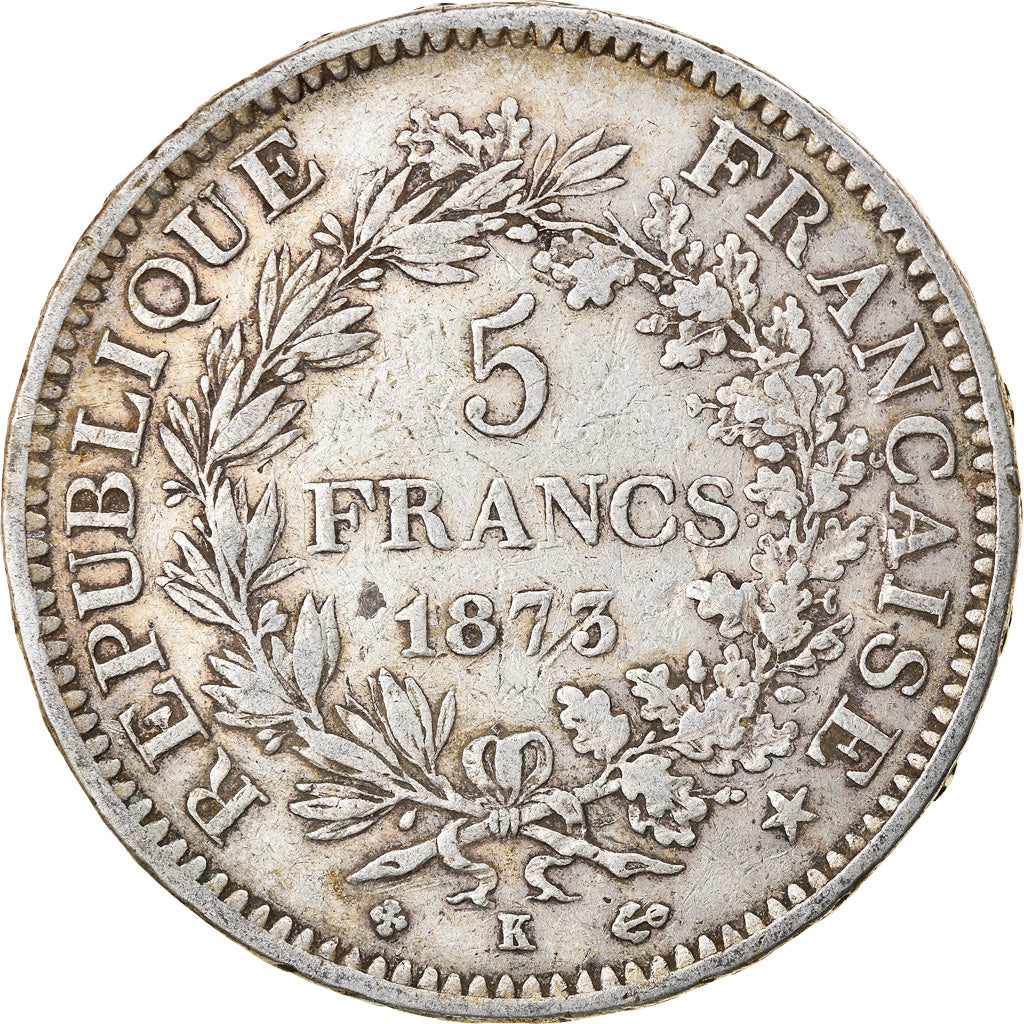 Coin, France, Hercule, 5 Francs, 1873, Bordeaux, VF(30-35), Silver, KM:820.2