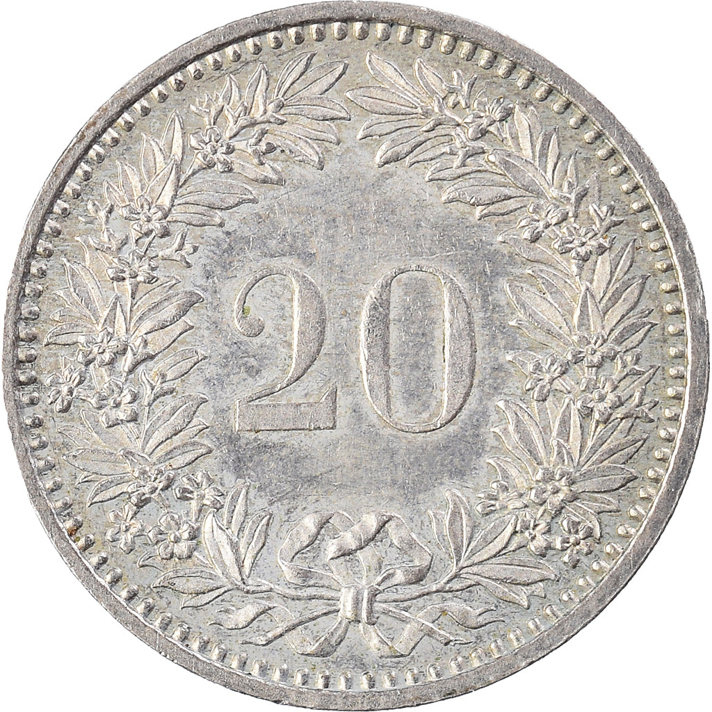 Moeda, Suíça, 20 Rappen, 1985