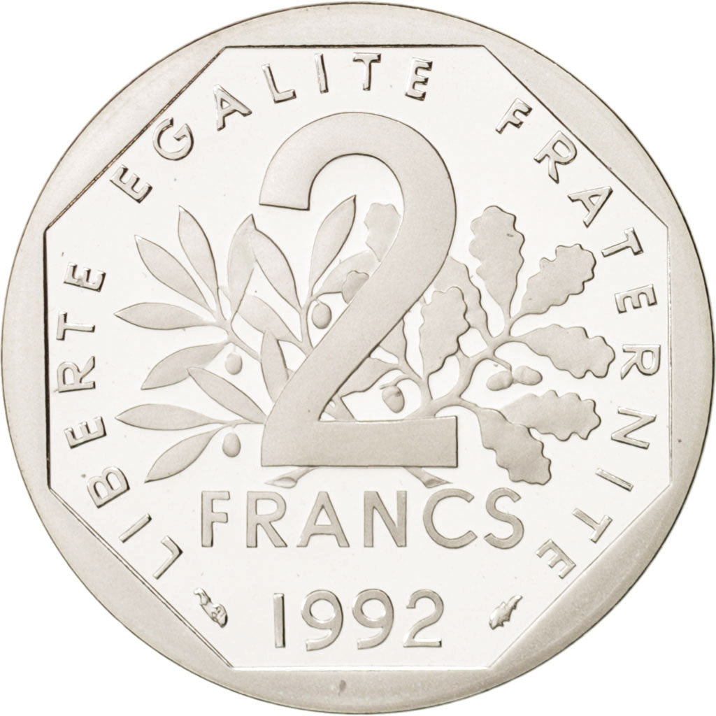 Moneda, Francia, 2 Francs, 1992, Paris, FDC, Plata, Gadoury:123.P2