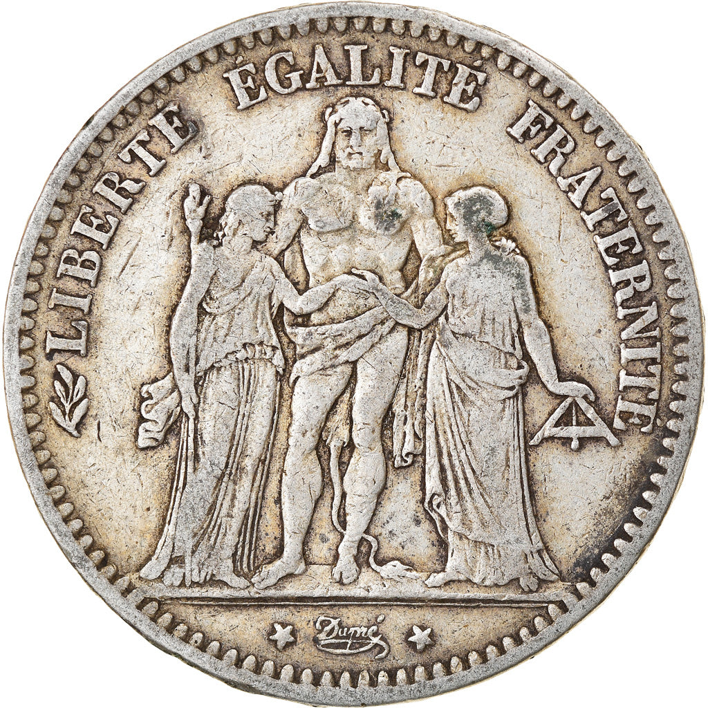 Coin, France, Hercule, 5 Francs, 1876, Bordeaux, VF(20-25), Silver, KM:820.2