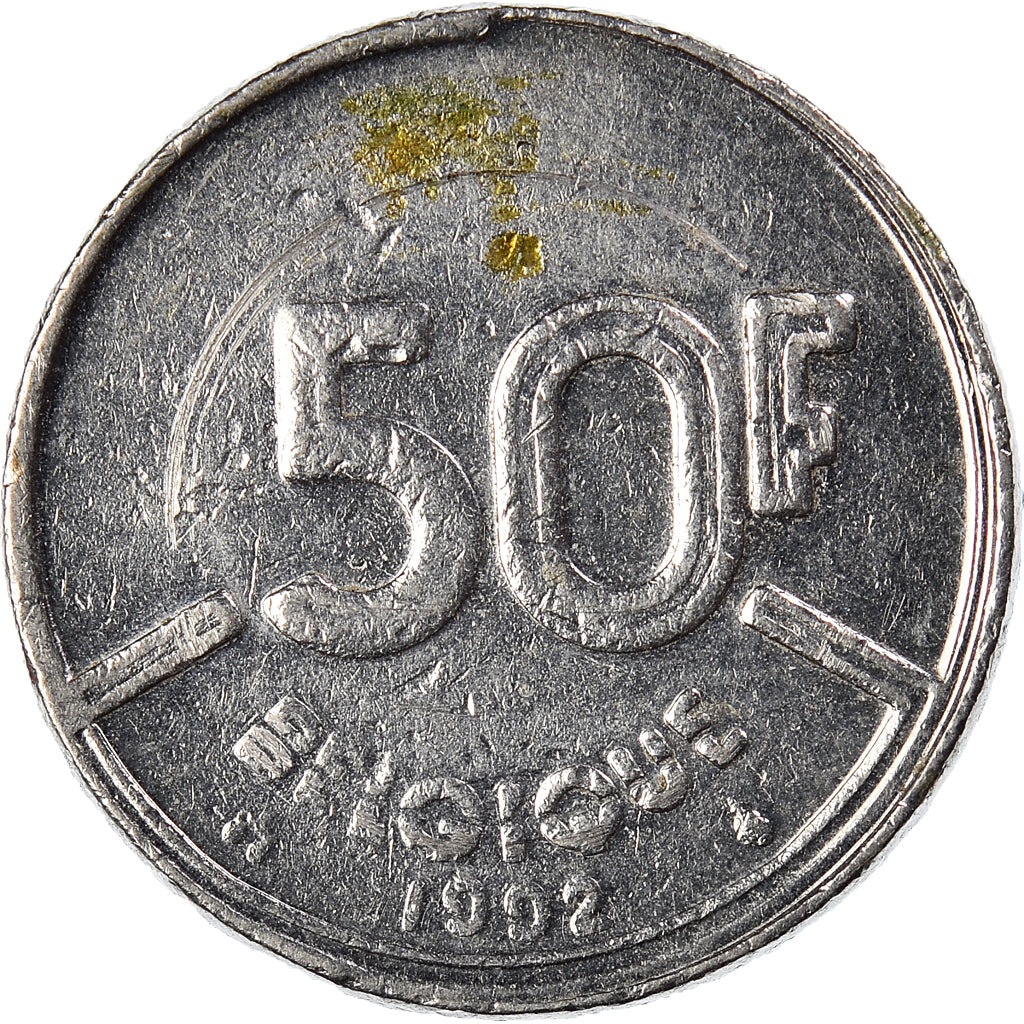 Coin, Belgium, 50 Francs, 50 Frank, 1992
