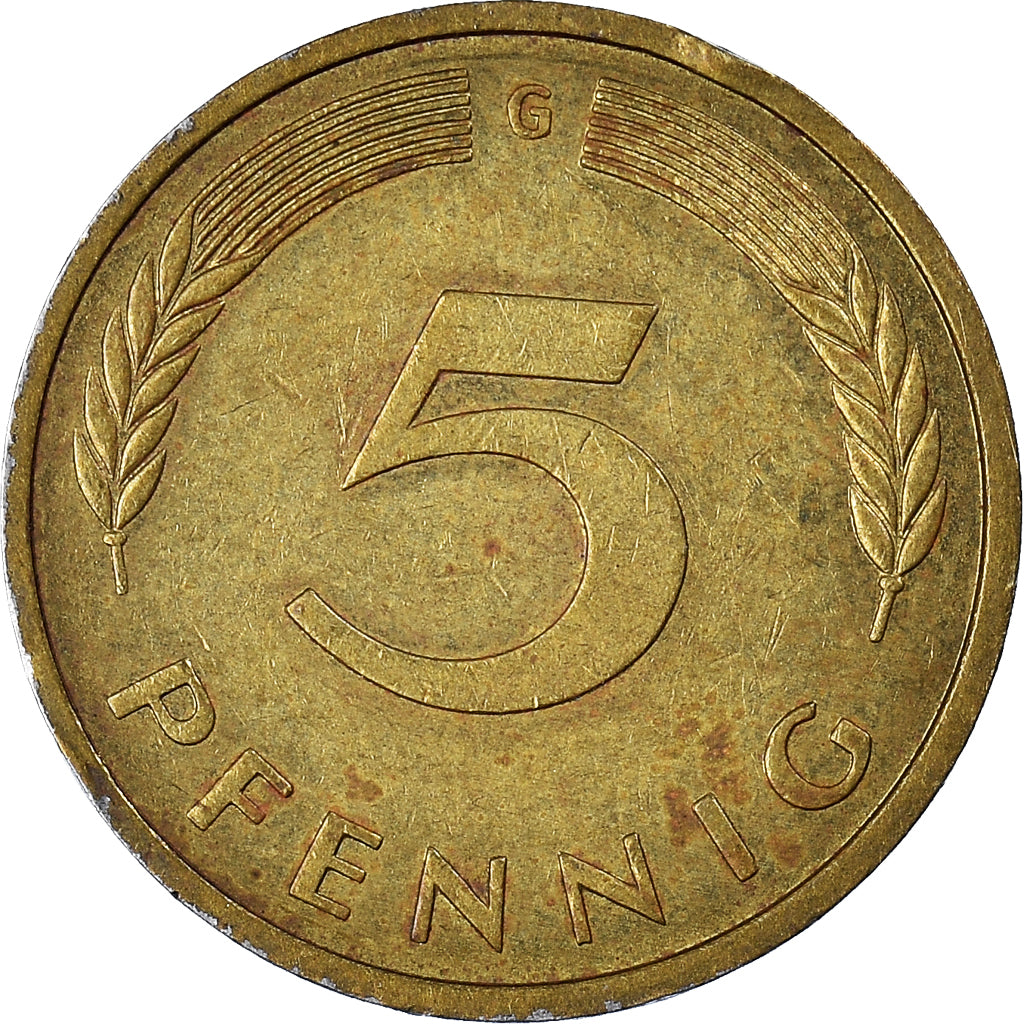 Moeda, ALEMANHA - REPÚBLICA FEDERAL, 5 Pfennig, 1980