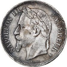 Moneta, Francia, Napoleon III, 5 Francs, 1867, Paris, MB+, Argento, KM:799.1