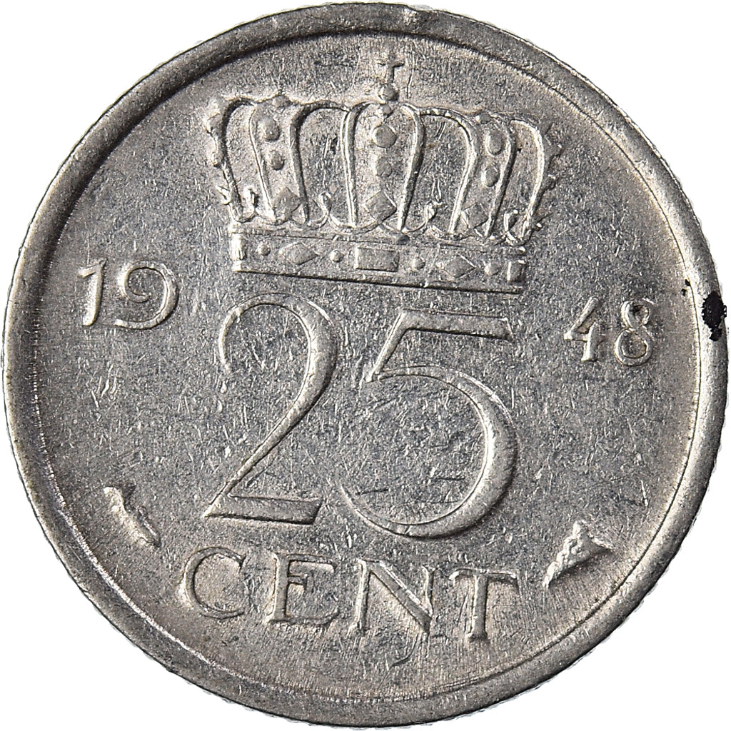 Munten, Nederland, 25 Cents, 1948