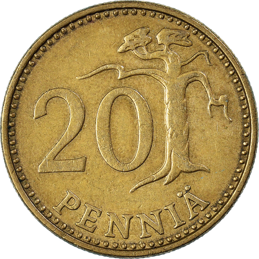 Moeda, Finlândia, 20 Pennia, 1973