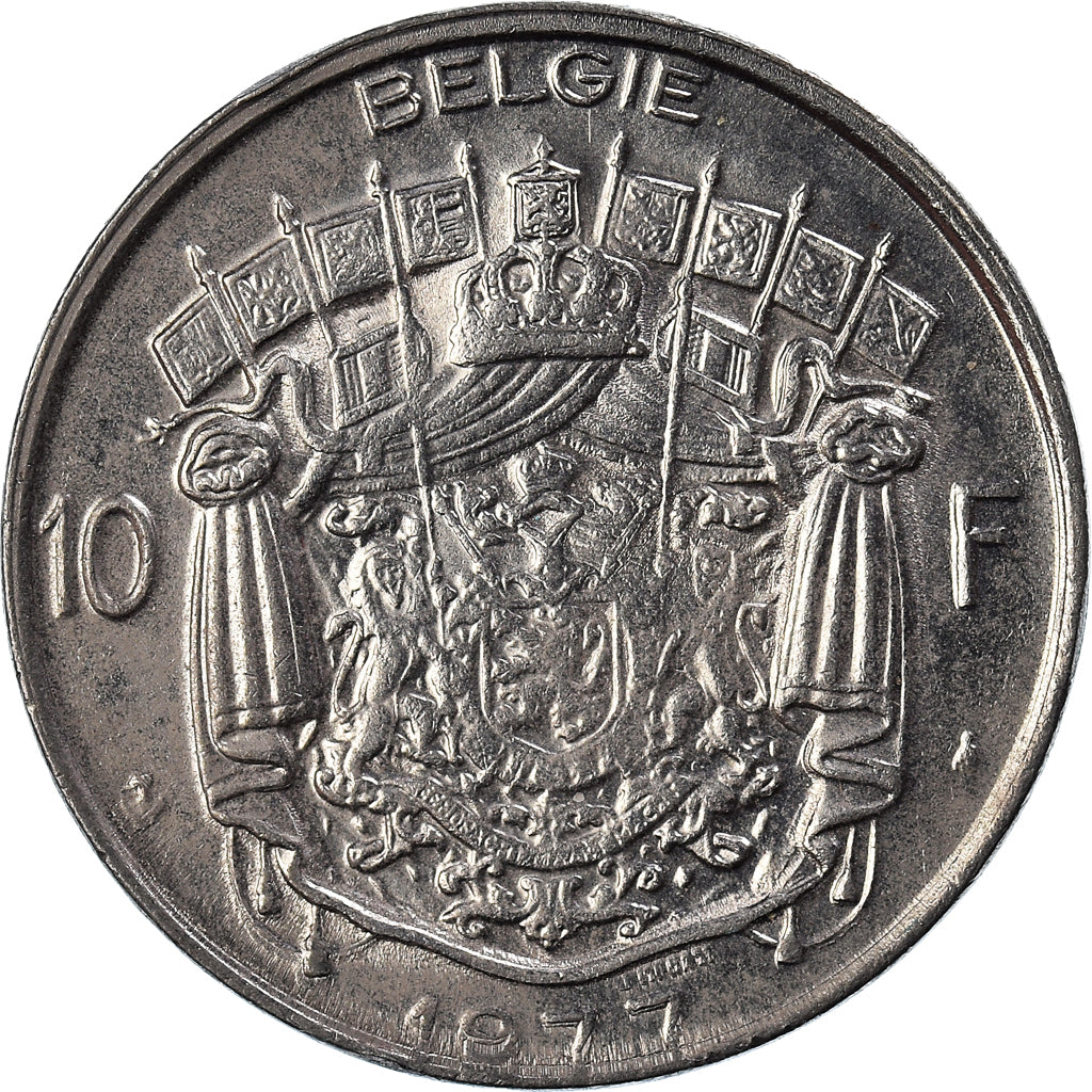 Münze, Belgien, 10 Francs, 10 Frank, 1977
