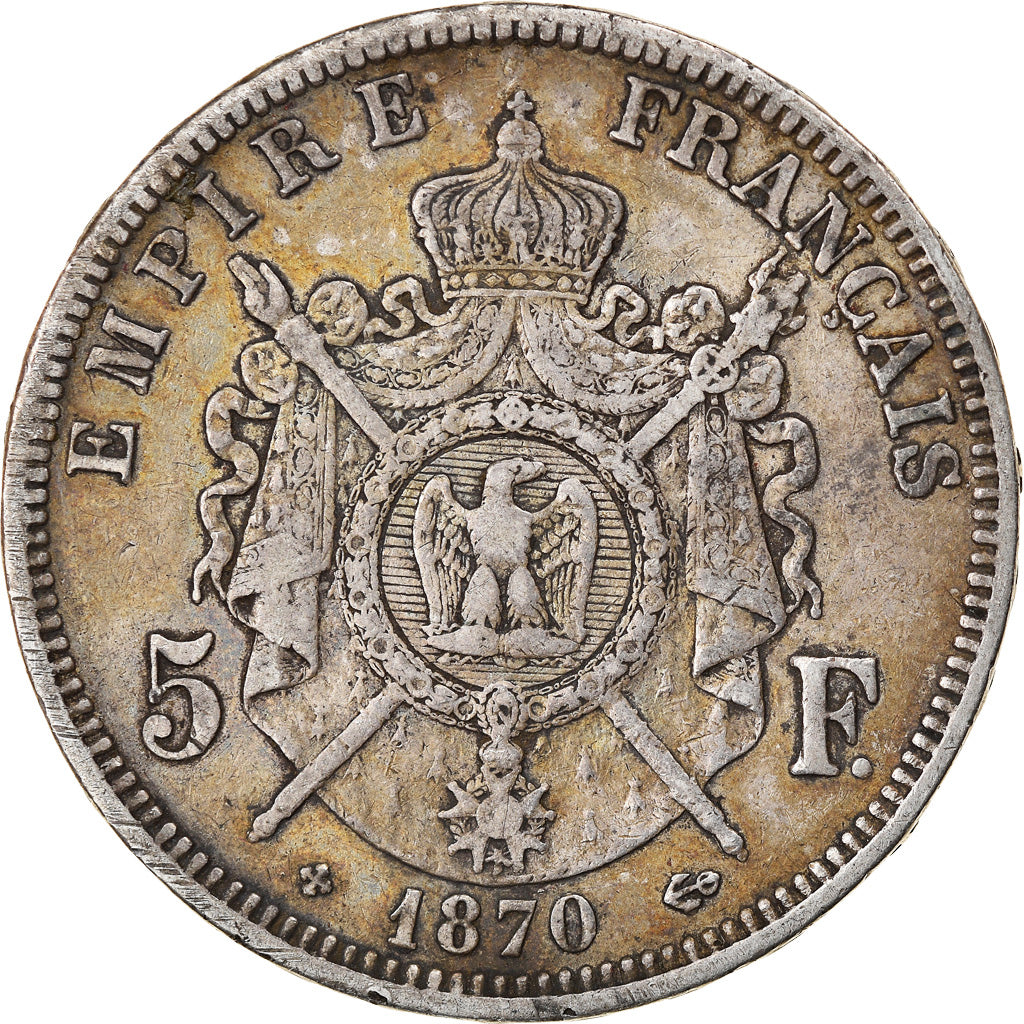 Coin, France, Napoléon III, 5 Francs, 1870, Strasbourg, VF(30-35), Silver