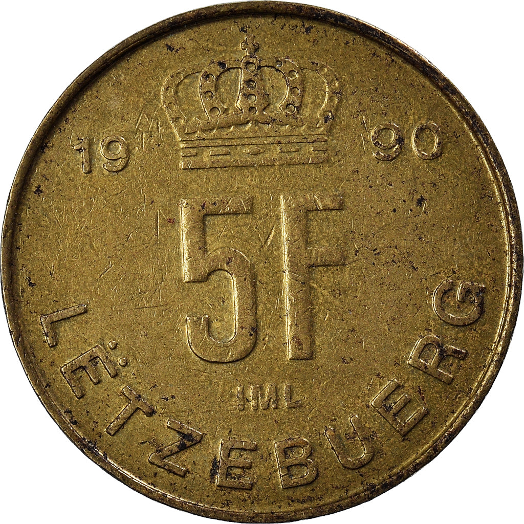 Monnaie, Luxembourg, 5 Francs, 1990