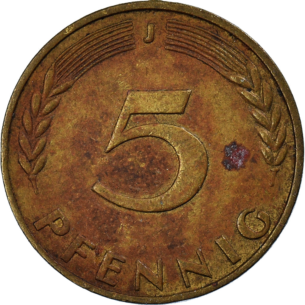 Moeda, ALEMANHA - REPÚBLICA FEDERAL, 5 Pfennig, 1968