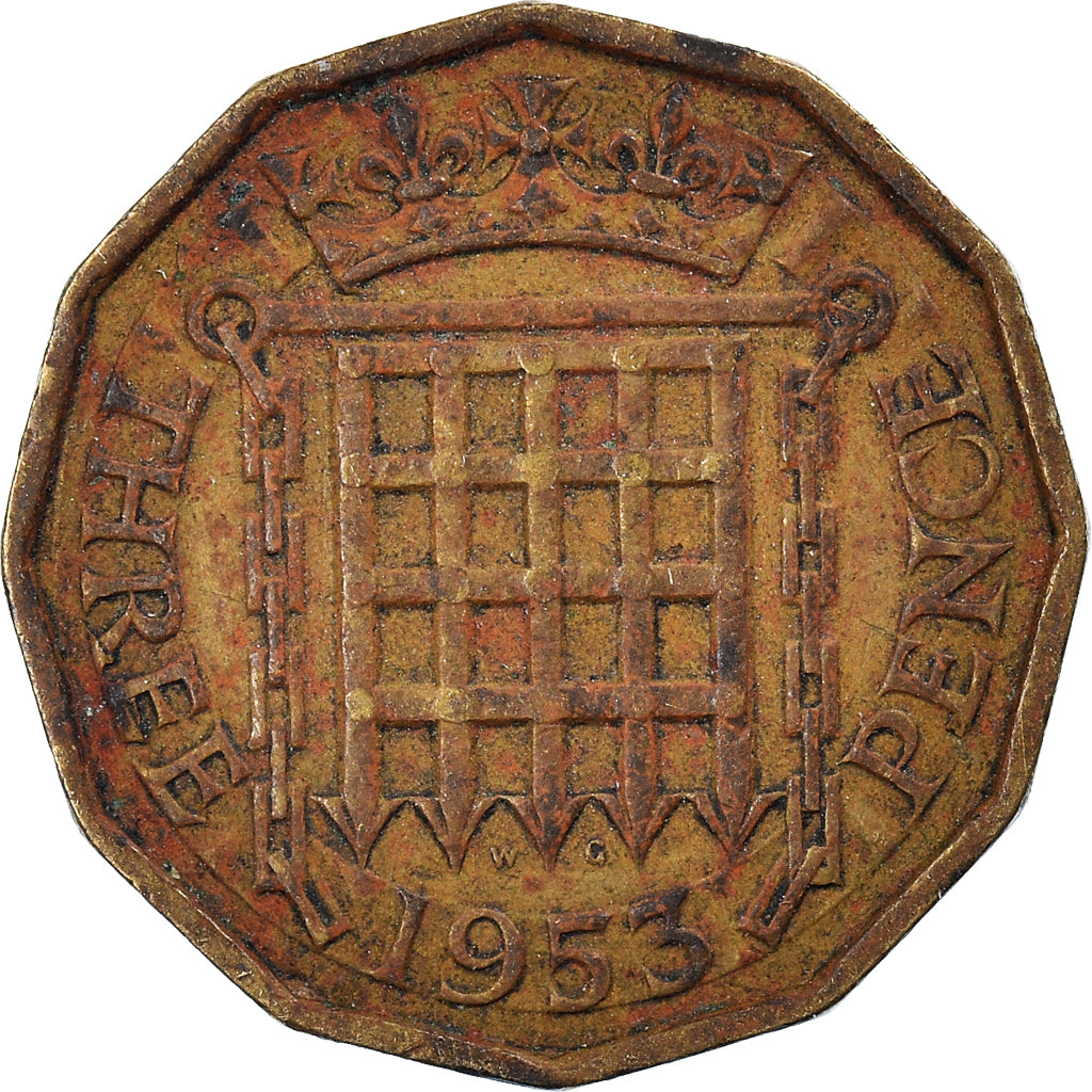 Coin, Great Britain, 3 Pence, 1953