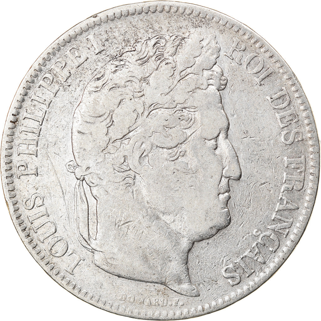 Moneta, Francia, Louis-Philippe, 5 Francs, 1833, Strasbourg, B+, Argento