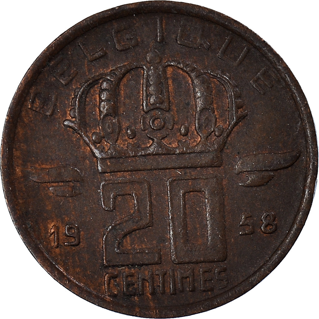 Moneta, Belgia, 20 Centimes, 1958
