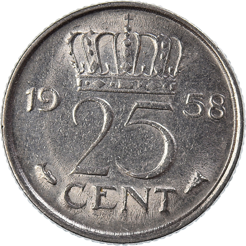 Münze, Niederlande, 25 Cents, 1958
