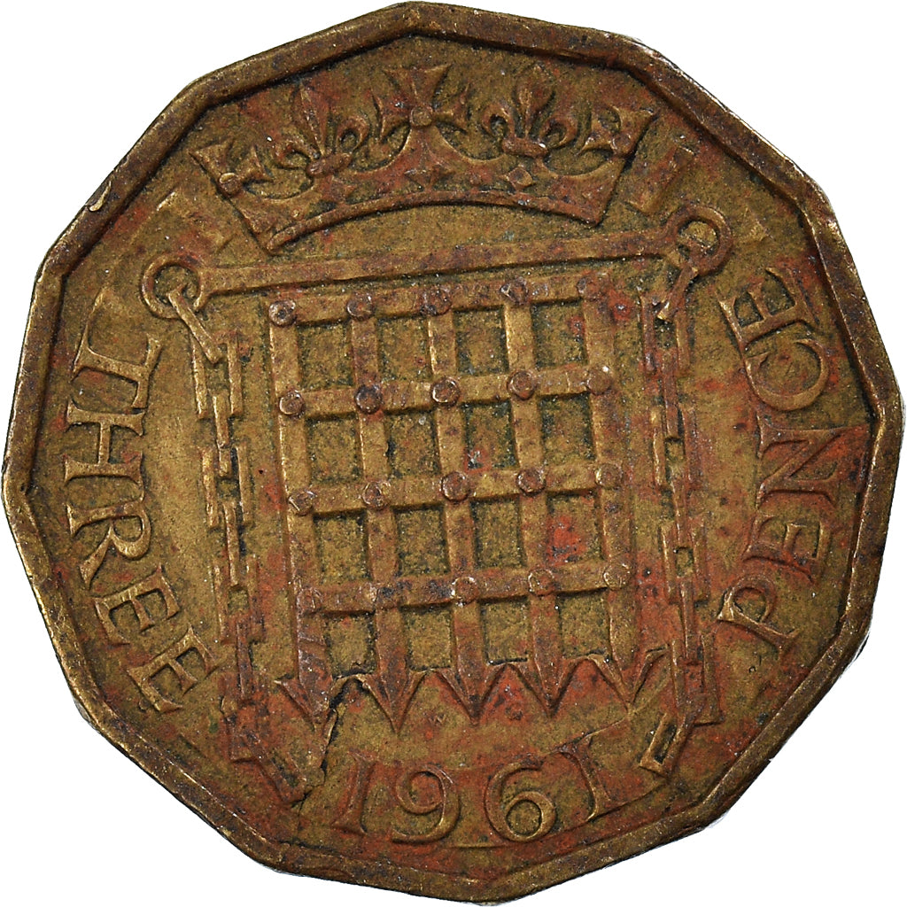 Coin, Great Britain, 3 Pence, 1961