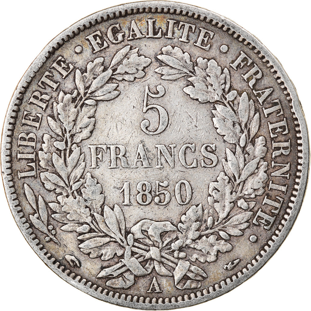 Coin, France, Cérès, 5 Francs, 1850, Paris, VF(20-25), Silver, KM:761.1