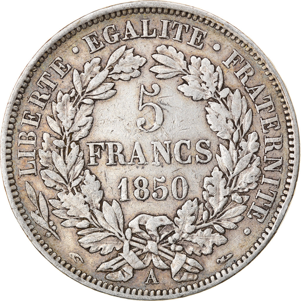 Coin, France, Cérès, 5 Francs, 1850, Paris, VF(20-25), Silver, KM:761.1