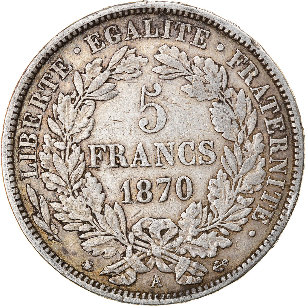 Monnaie, France, Cérès, 5 Francs, 1870, Paris, TB, Argent, Gadoury:743, KM:819