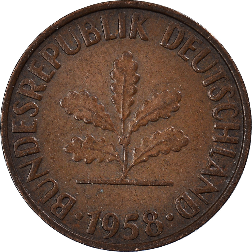 Moeda, ALEMANHA - REPÚBLICA FEDERAL, 2 Pfennig, 1958