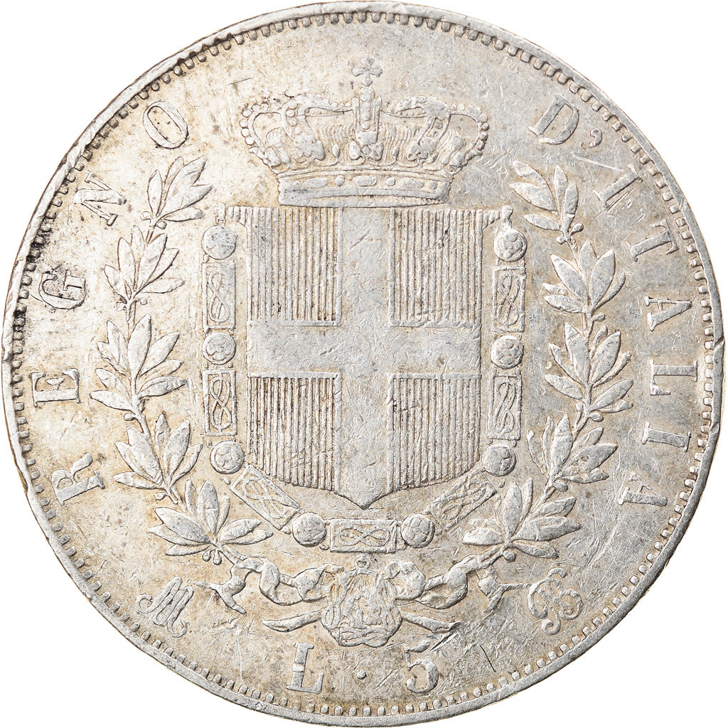 Moneta, Italia, Vittorio Emanuele II, 5 Lire, 1872, Milan, MB+, Argento, KM:8.3