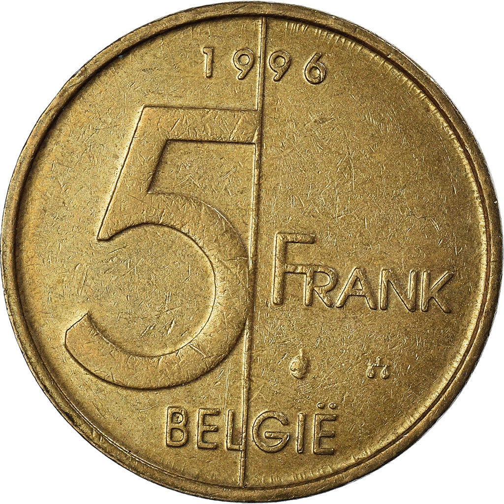 Münze, Belgien, 5 Francs, 5 Frank, 1996