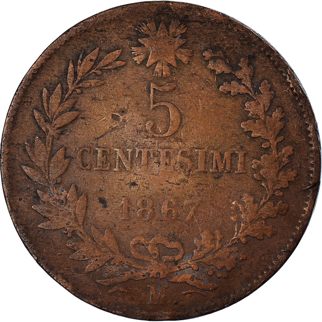 Moneda, Italia, 5 Centesimi, 1867