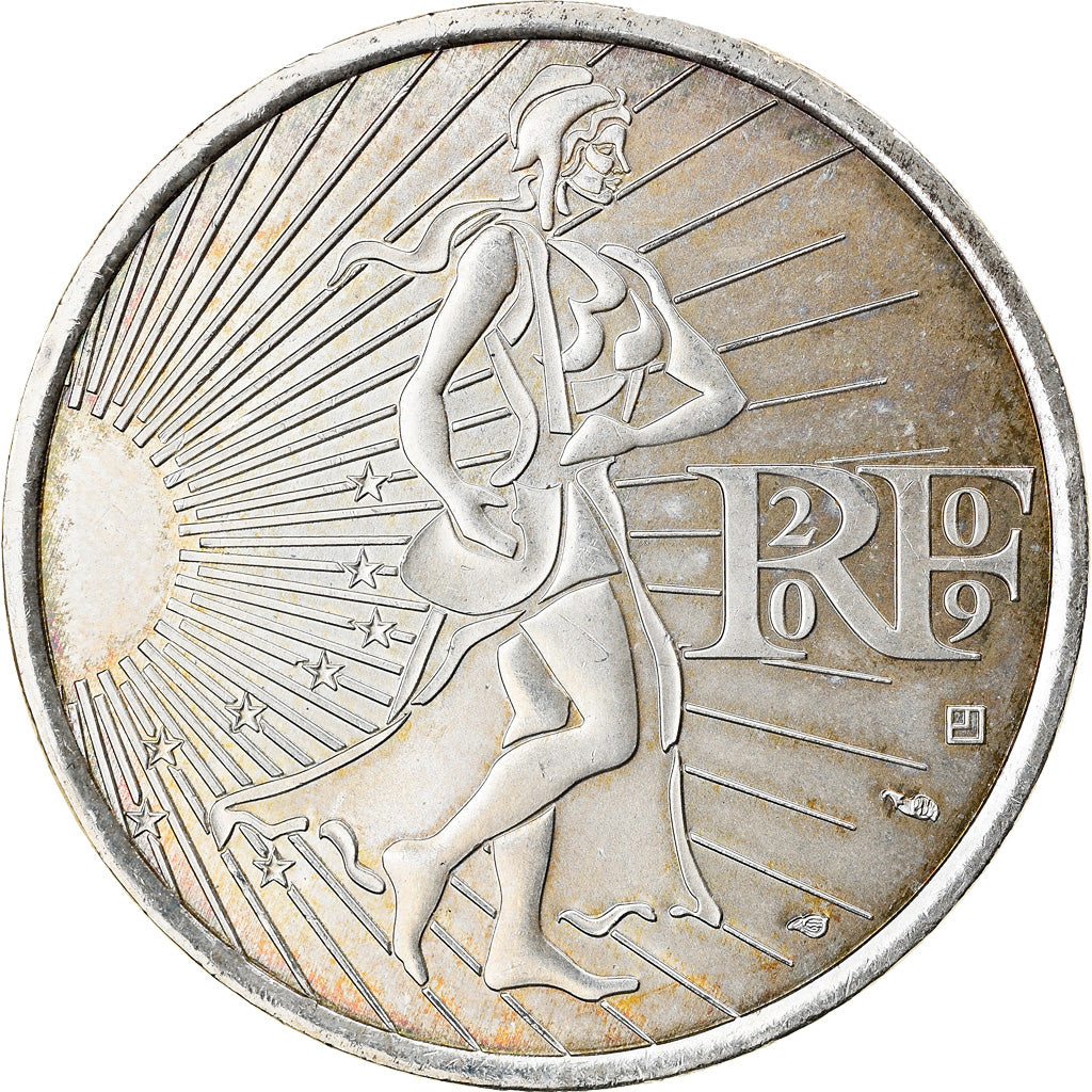France, Semeuse, 10 Euro, 2009, BU, MS(63), Silver, Gadoury:EU337, KM:1580