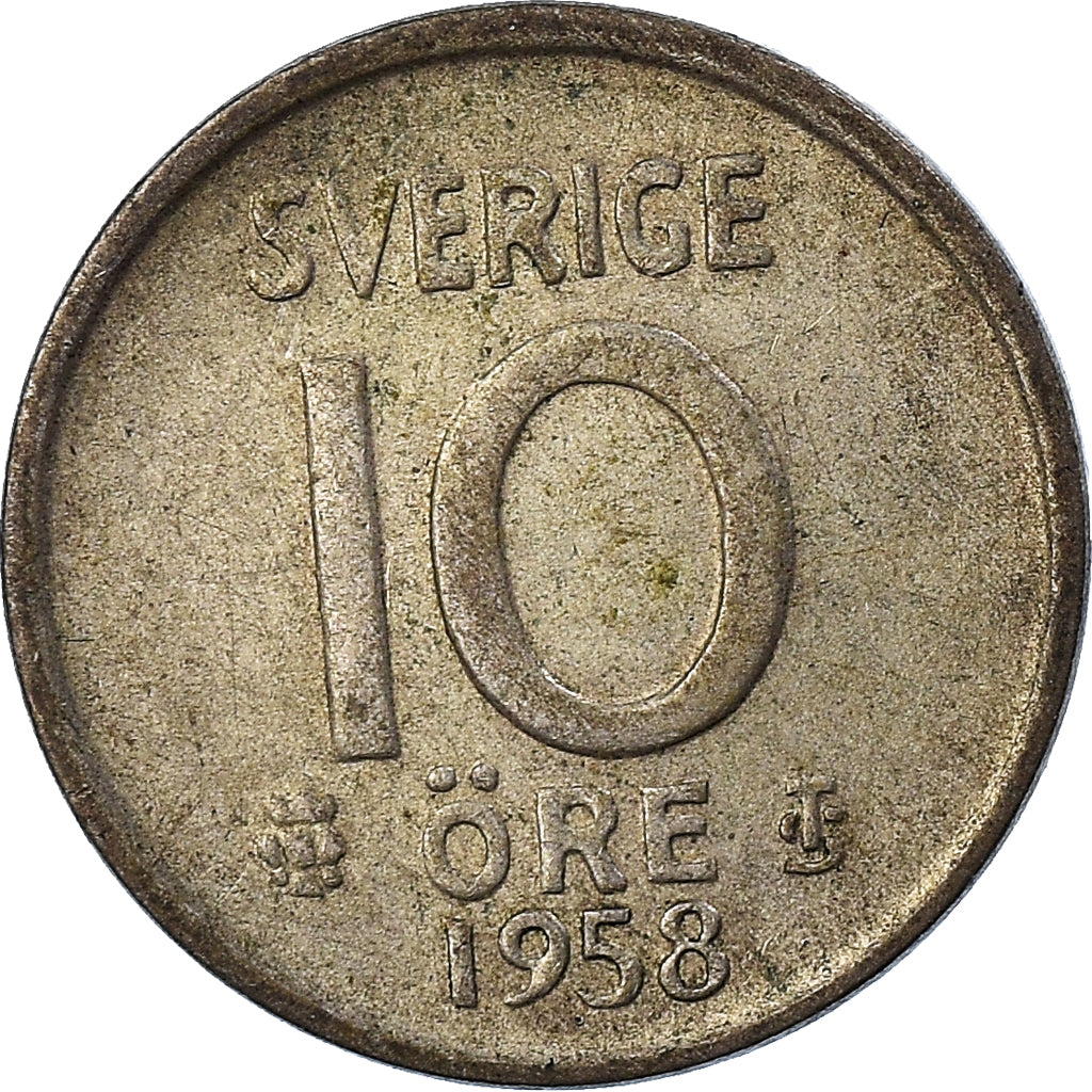 Monnaie, Suède, 10 Öre, 1958