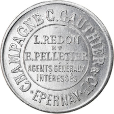 jeton, France, Champagne C. Gauthier, Epernay, 10 Centimes, SUP+, Aluminium