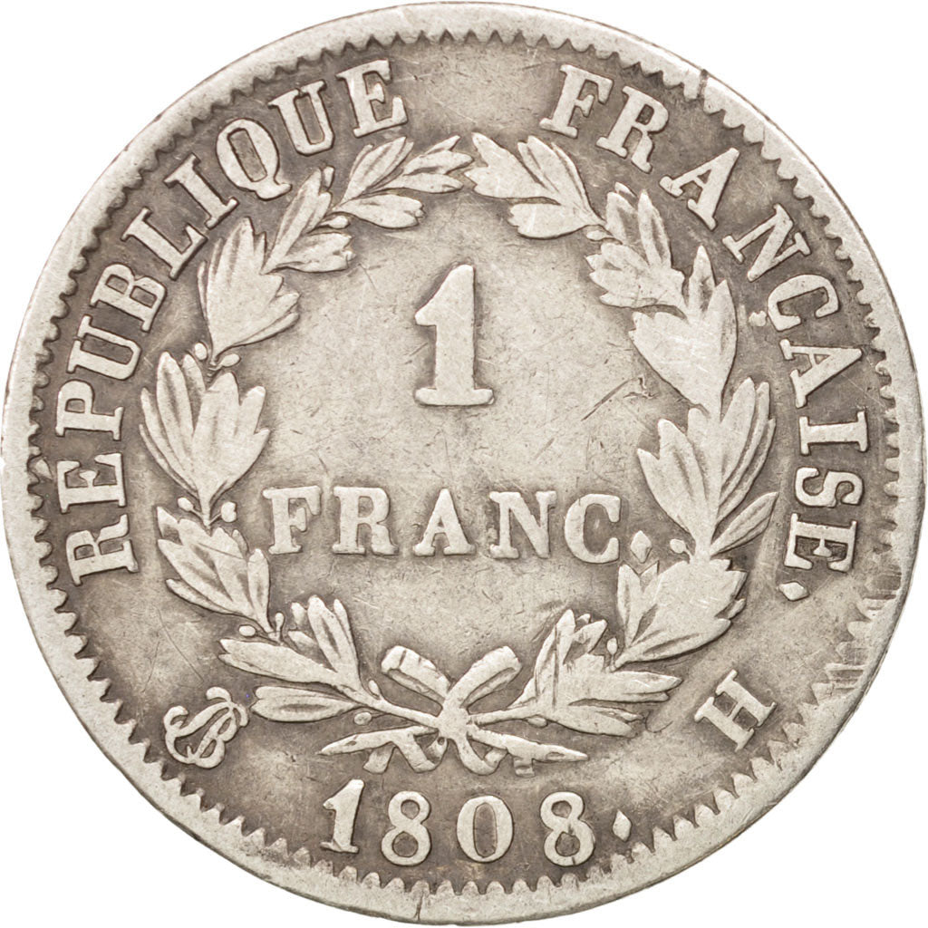 Moneta, Francia, Napoléon I, Franc, 1808, La Rochelle, MB, Argento, KM:682.5