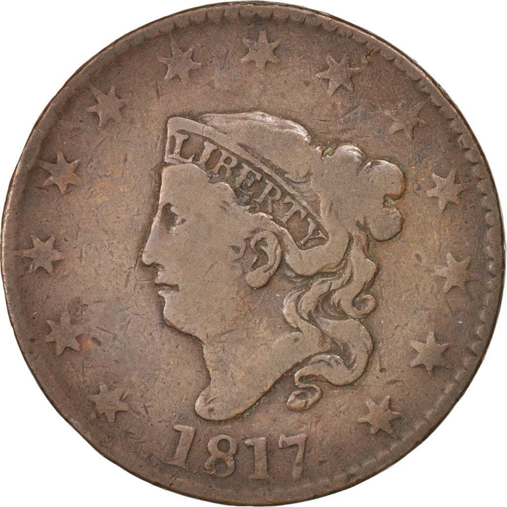 Moneda, Estados Unidos, Coronet Cent, Cent, 1817, U.S. Mint, Philadelphia, BC+