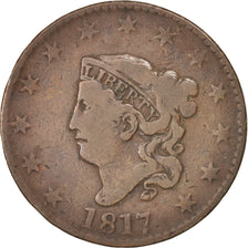 Moneda, Estados Unidos, Coronet Cent, Cent, 1817, U.S. Mint, Philadelphia, BC+
