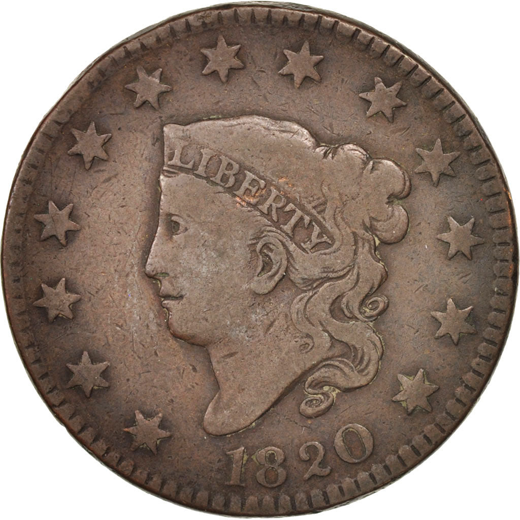 Münze, Vereinigte Staaten, Coronet Cent, Cent, 1820, U.S. Mint, S, Kupfer