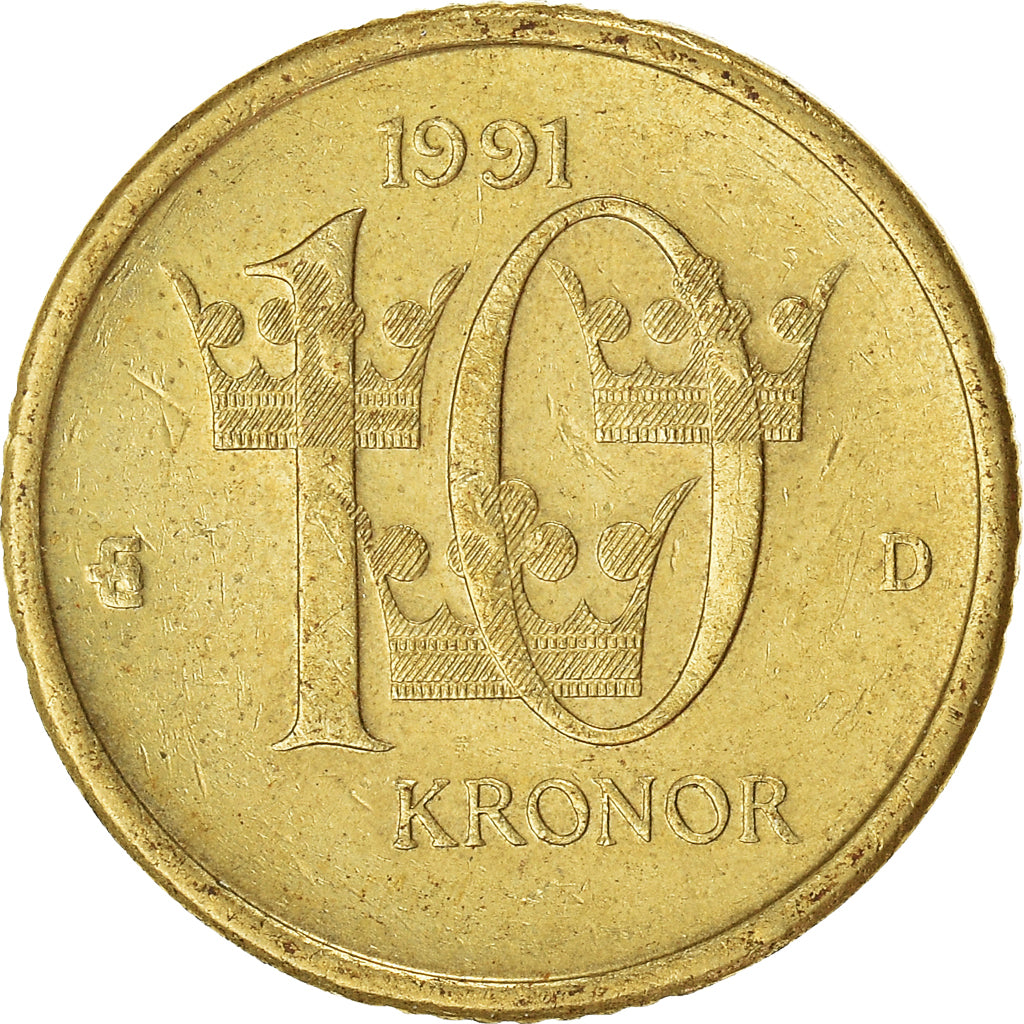 Monnaie, Suède, 10 Kronor, 1991