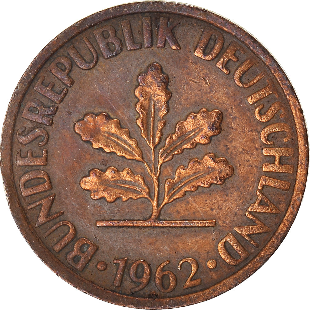 Moeda, ALEMANHA - REPÚBLICA FEDERAL, 2 Pfennig, 1962