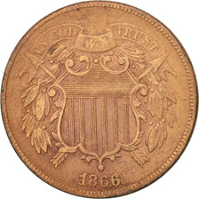 États-Unis, 2 Cents, 1866, U.S. Mint, Philadelphia, TB+, Copper-Tin-Zinc, KM:94
