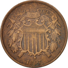 Monnaie, États-Unis, 2 Cents, 1867, U.S. Mint, Philadelphie, TTB