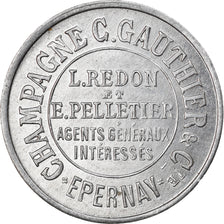 Jetón, Francia, Champagne C. Gauthier, Epernay, 10 Centimes, EBC, Aluminio