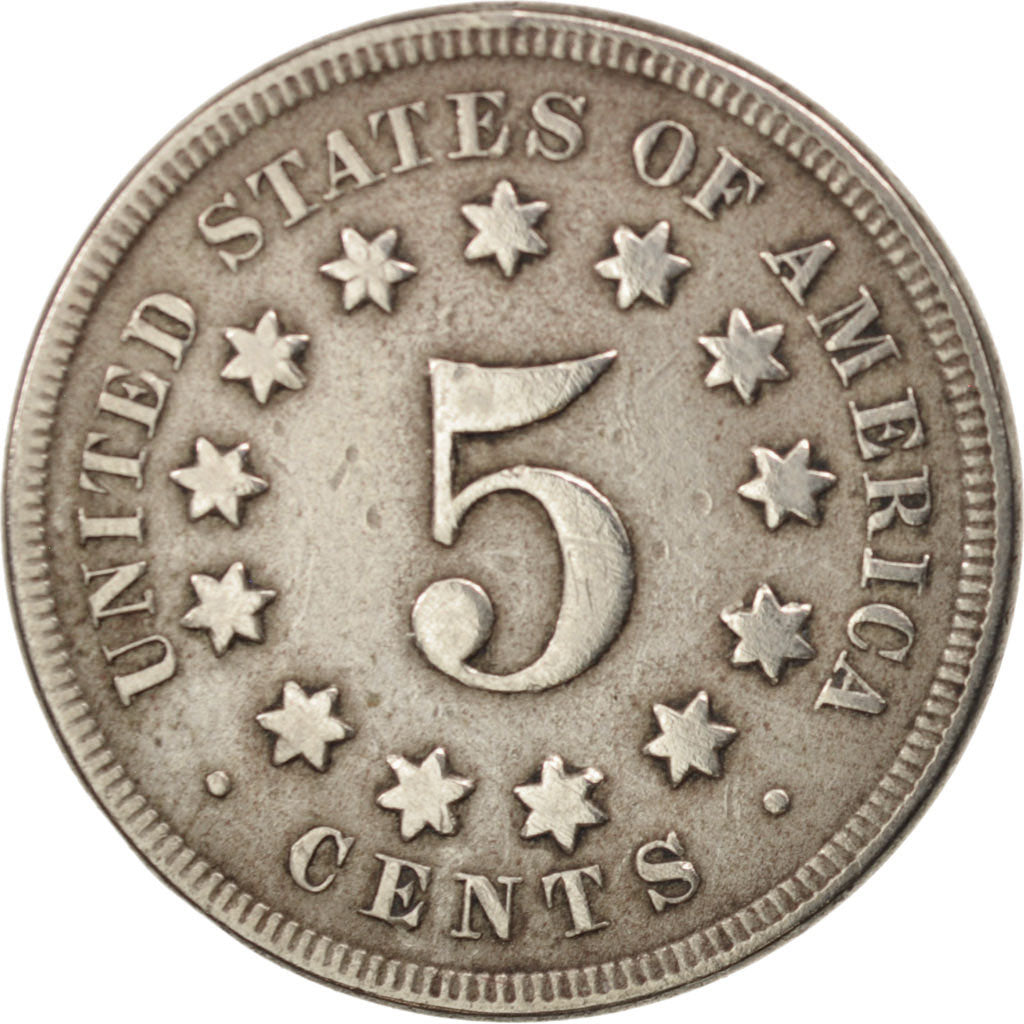États-Unis, Shield Nickel, 5 Cents, 1867, Philadelphia, TTB, KM:97