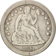 États-Unis, Seated Liberty Dime, 1841, New Orleans, B+, KM:63.2