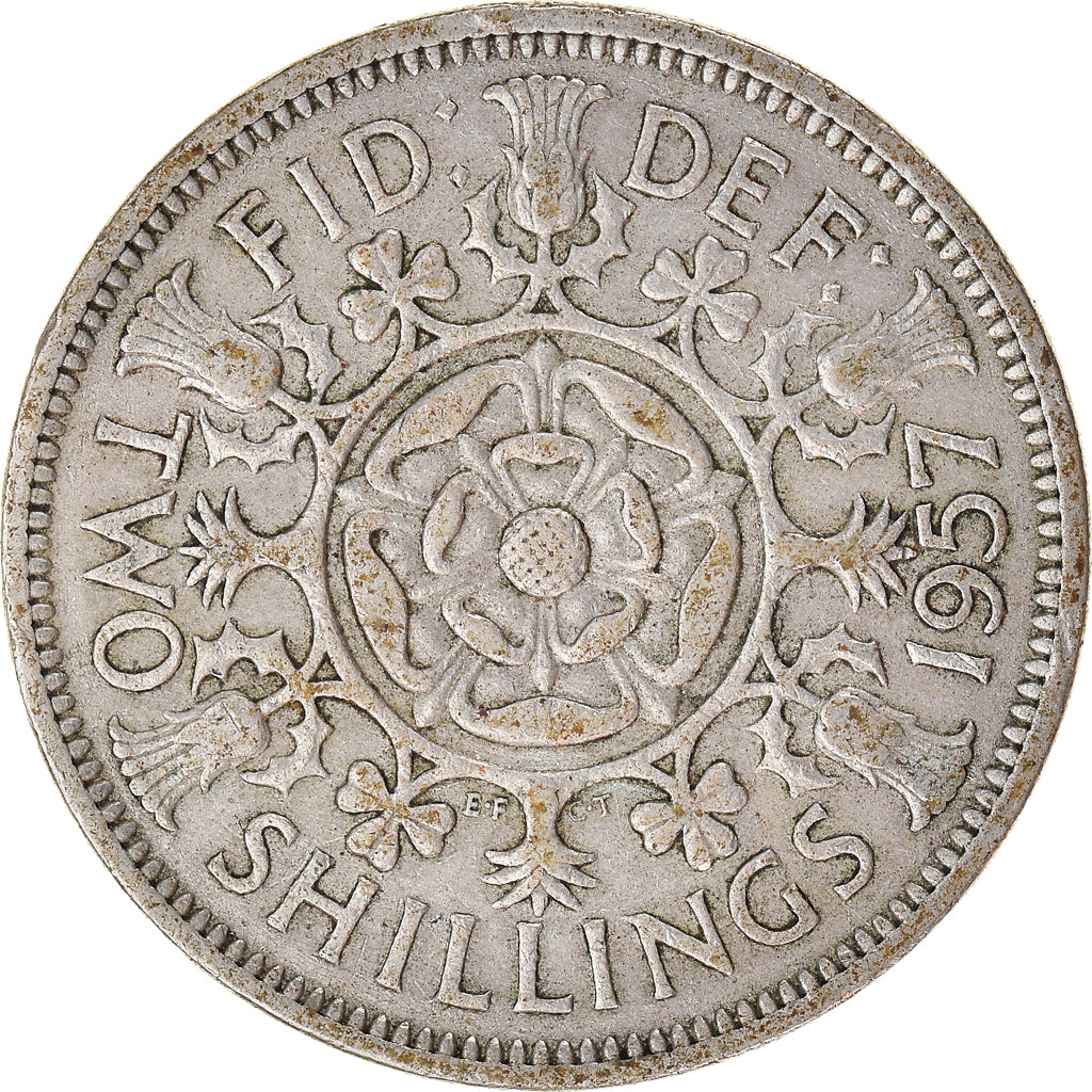 Münze, Großbritannien, 2 Shillings, 1957
