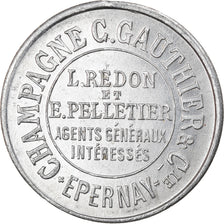 fiche, Frankrijk, Champagne C. Gauthier, Epernay, 10 Centimes, PR, Aluminium