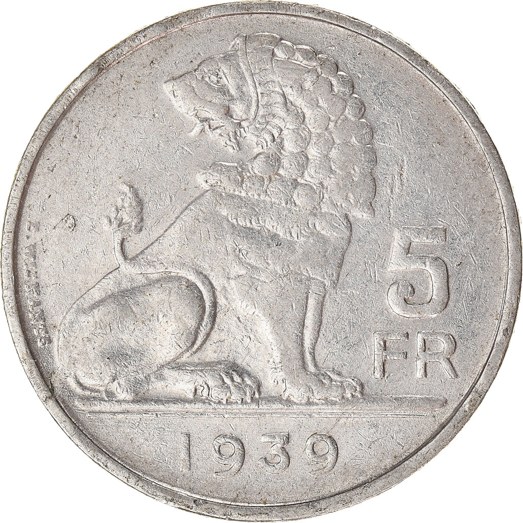 Moneta, Belgio, 5 Francs, 5 Frank, 1939