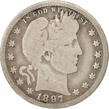 Moneta, Stati Uniti, Barber Quarter, Quarter, 1897, U.S. Mint, New Orleans, B+