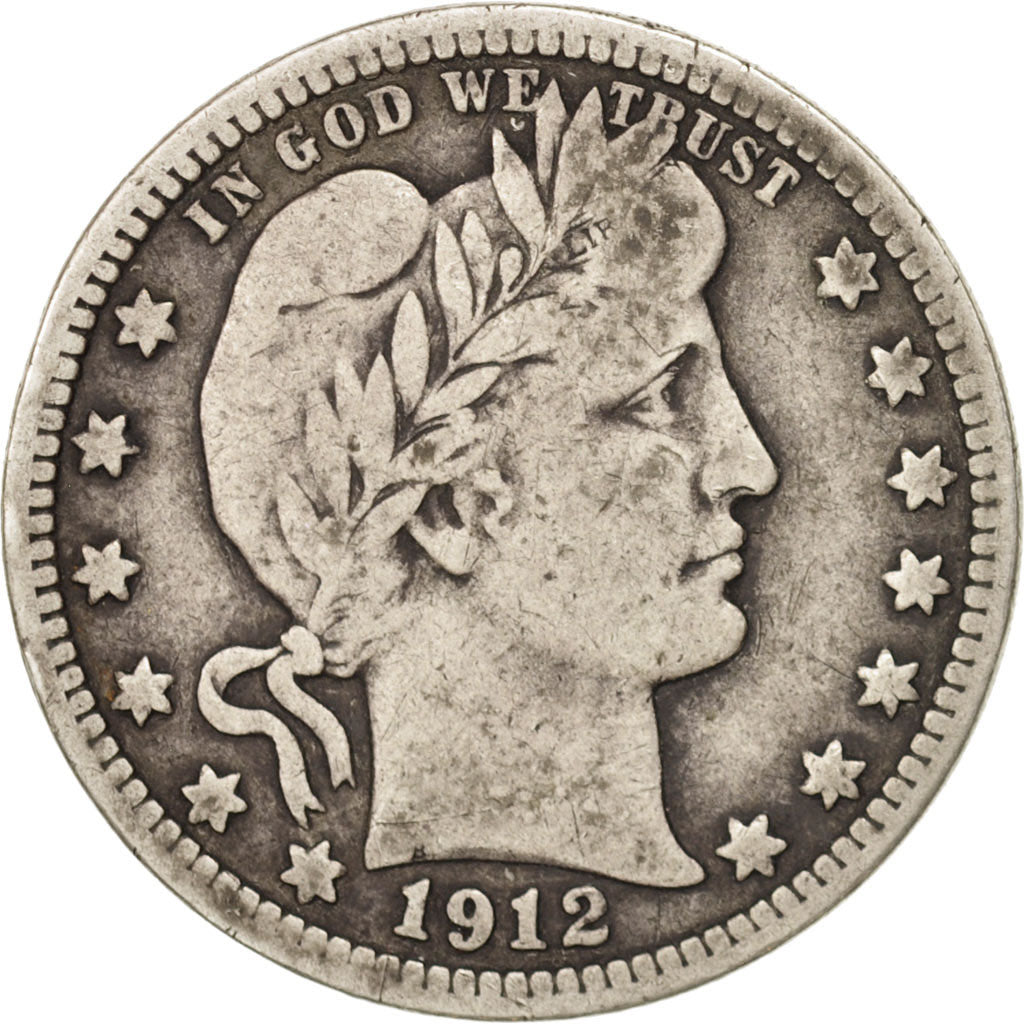 États-Unis, Barber Quarter, 1912, Philadelphia, TB, KM:114