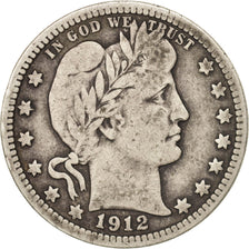 États-Unis, Barber Quarter, 1912, Philadelphia, TB, KM:114