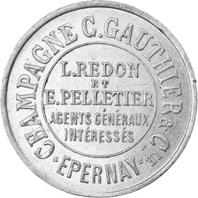 token, France, Champagne C. Gauthier, Epernay, 10 Centimes, AU(50-53), Aluminium